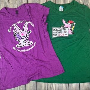 Vintage Y2K Its Happy Bunny Tee Shirt Lot XXL Juniors